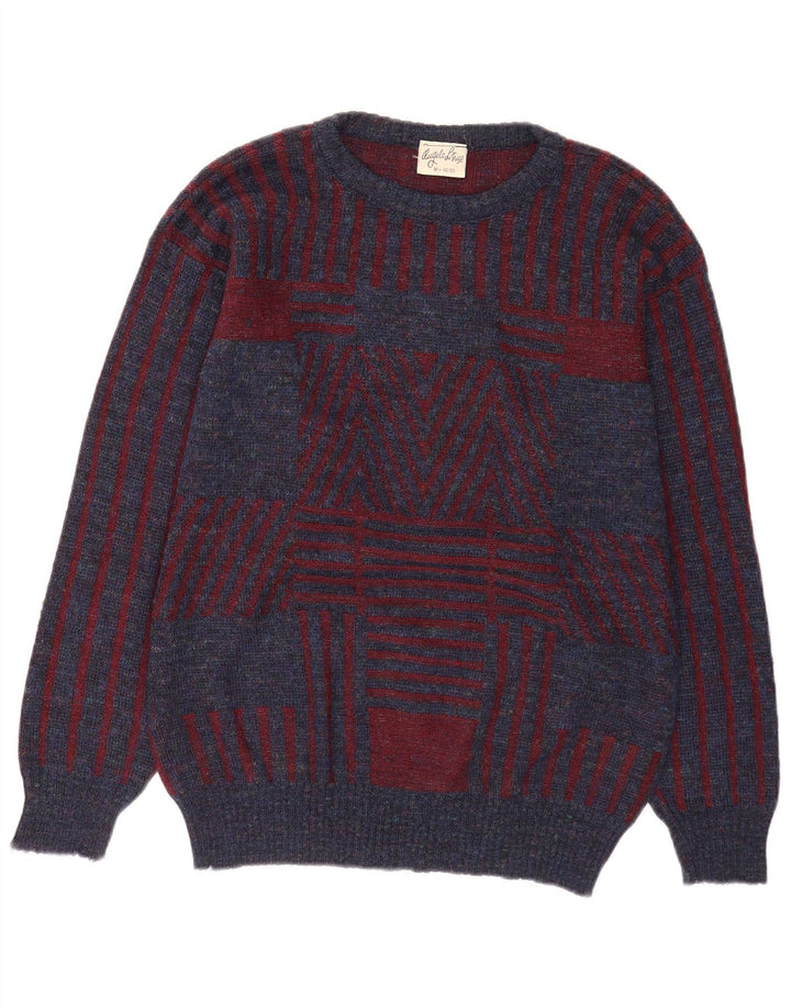 Angelo Litrico Suéter masculino com gola redonda EU 48/50 médio azul geométrico