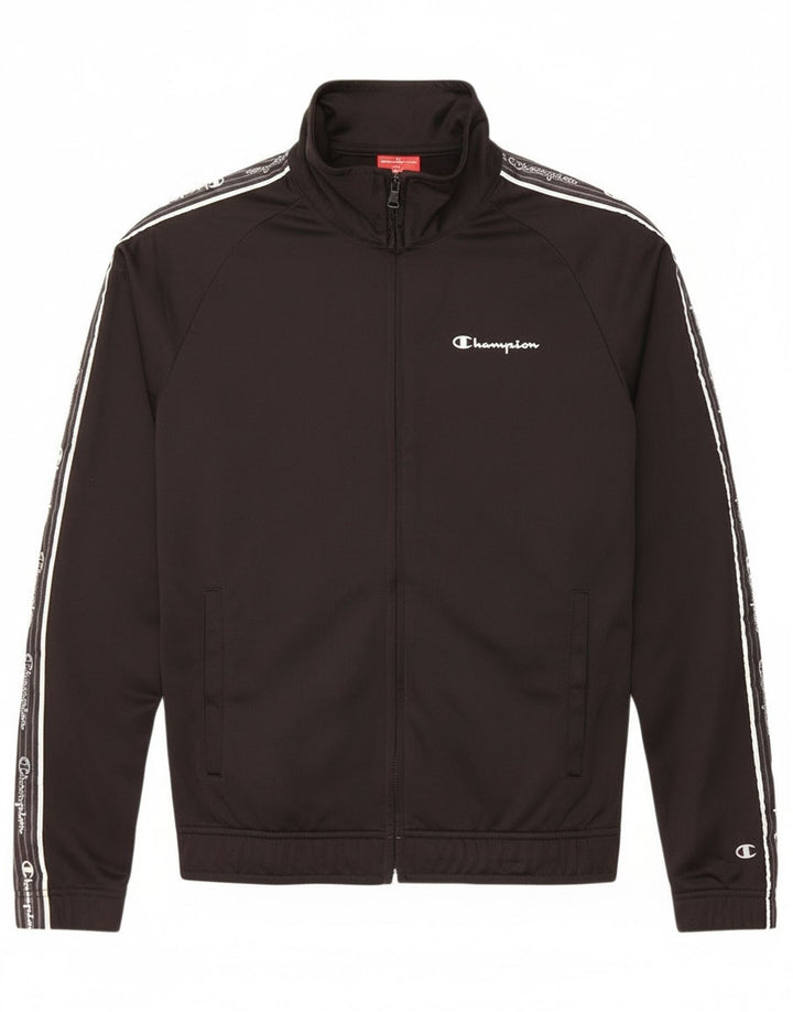 Champion Mens Graphic Tracksuit Top Jaqueta Pequena Poliéster Preto