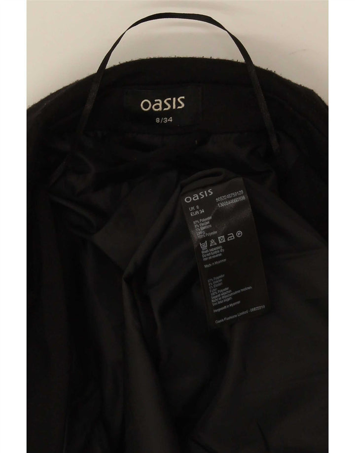 Jaqueta blazer aberta feminina Oasis Reino Unido 8 poliéster preto pequeno