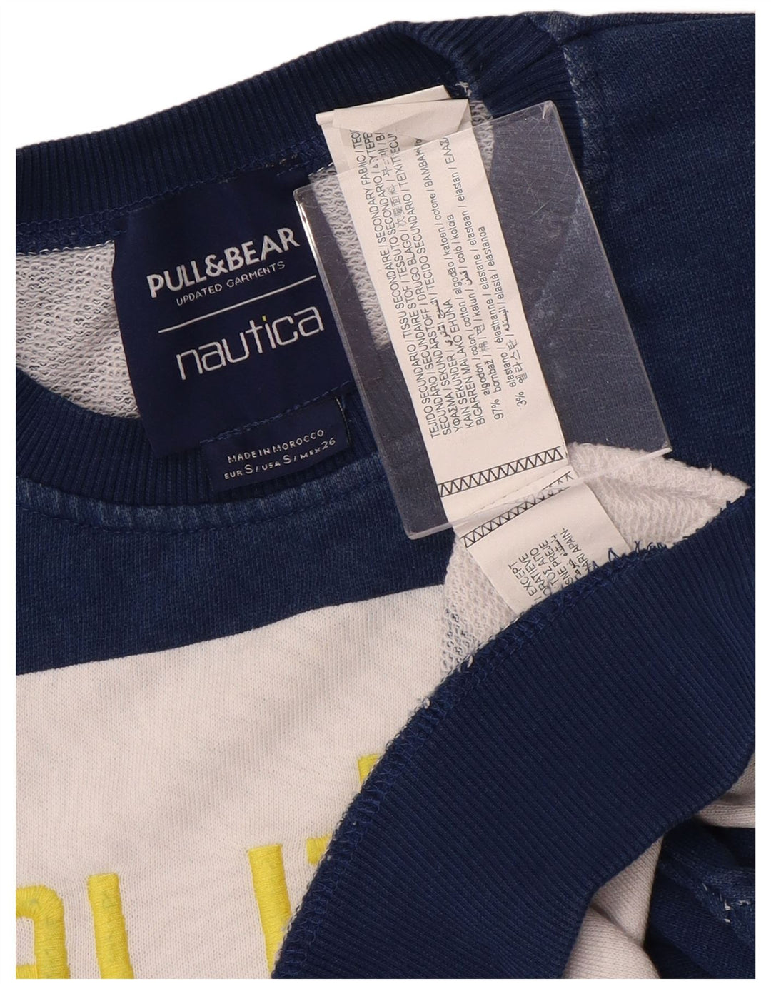 NAUTICA Suéter feminino superdimensionado Reino Unido 10 pequeno listrado azul marinho