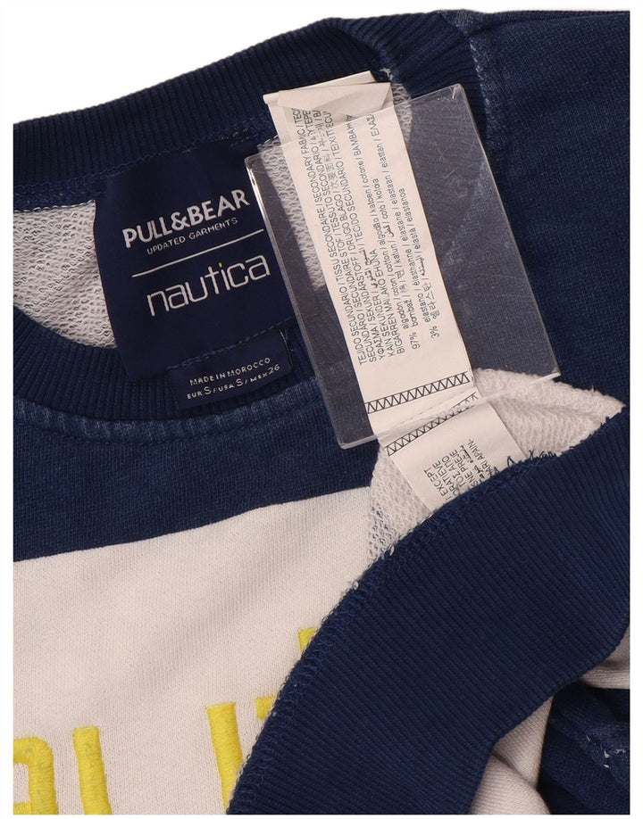 NAUTICA Suéter feminino superdimensionado Reino Unido 10 pequeno listrado azul marinho