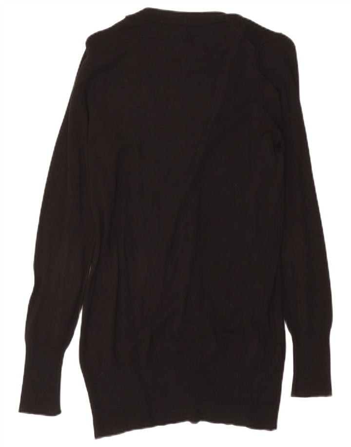 Suéter cardigã feminino Zara Longline UK 14 médio preto viscose