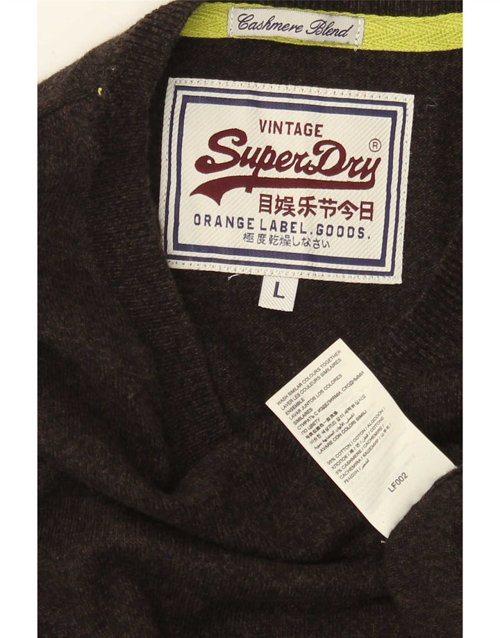 Suéter masculino Superdry com decote em V grande algodão marrom