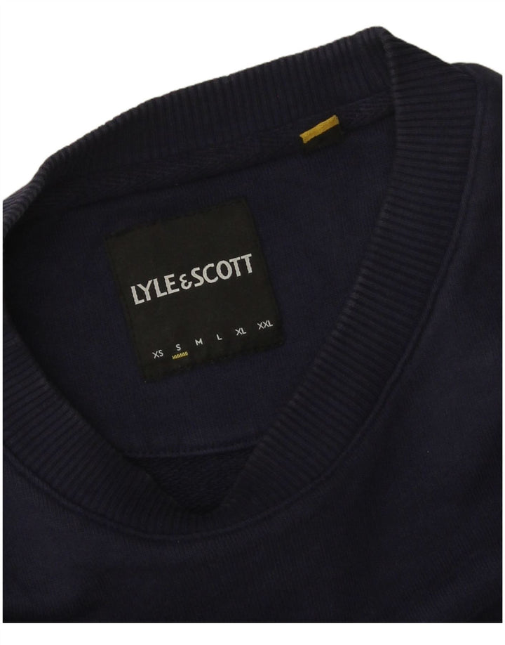 Lyle & Scott moletom masculino jumper pequeno azul marinho algodão colorblock