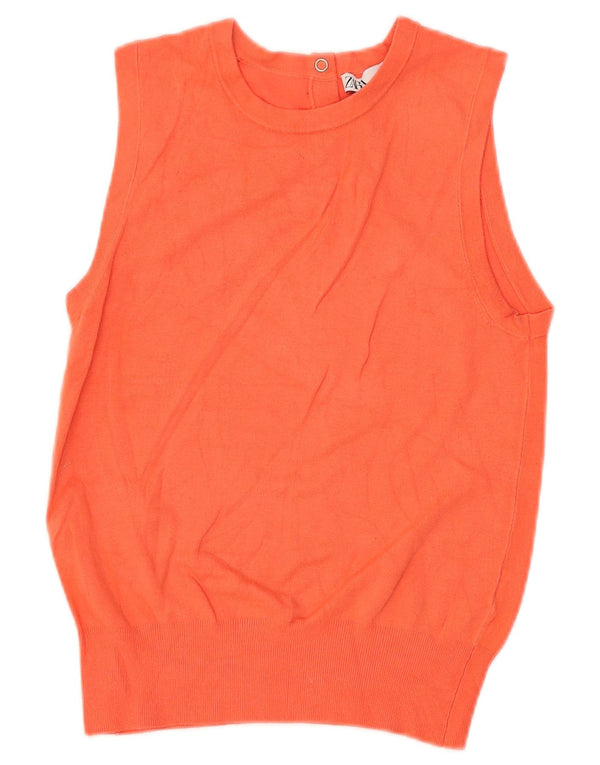Zara Womens Vest Tank Top UK 10 Pequeno Laranja