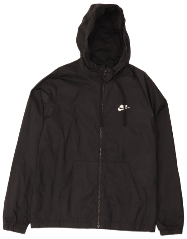 Jaqueta de chuva feminina Nike com capuz UK 38 médio preto nylon esportivo