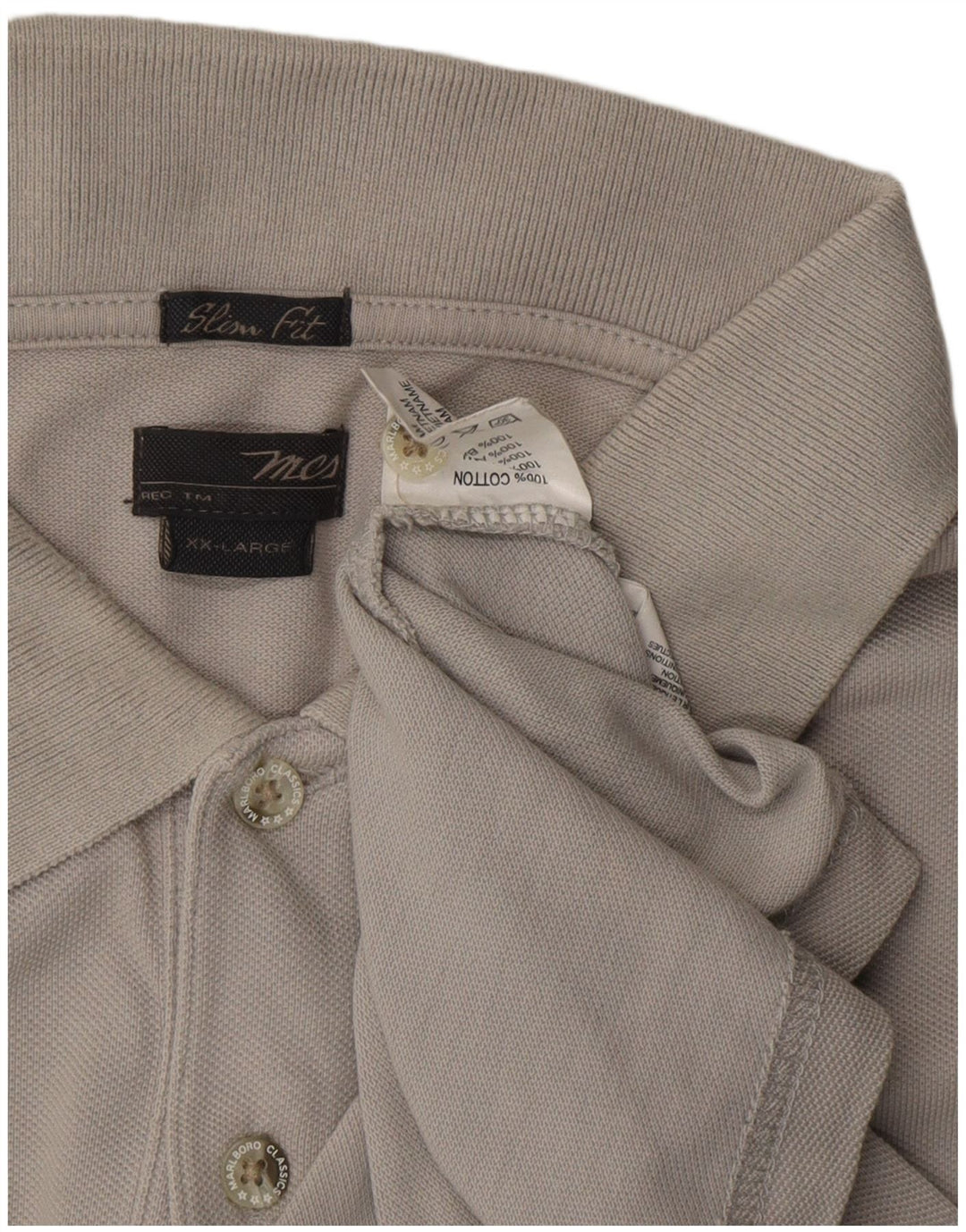 MARLBORO CLASSICS Camisa polo masculina slim fit 2XL algodão cinza