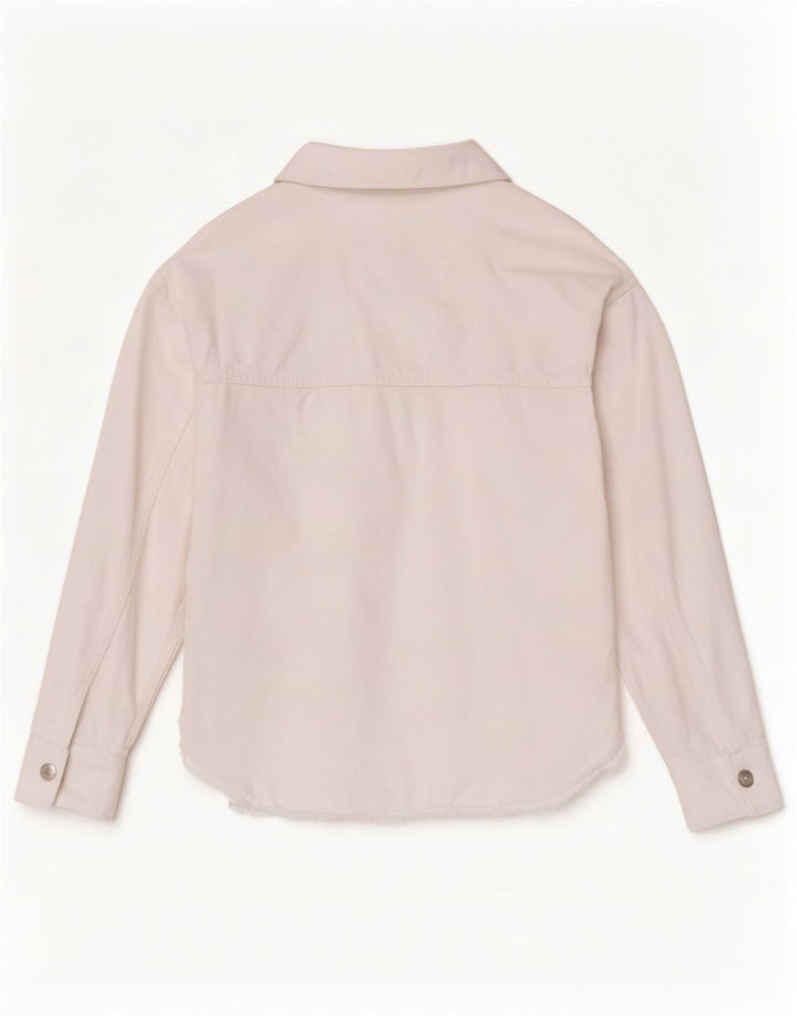 Camisa jeans oversized feminina Zara Reino Unido 6 XS algodão branco