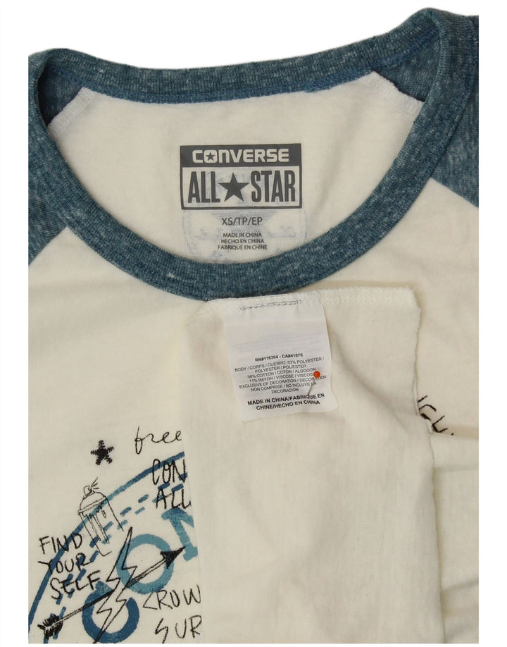 CONVERSE Camiseta feminina Chuck Taylor com manga 3/4 Reino Unido 6 XS branco