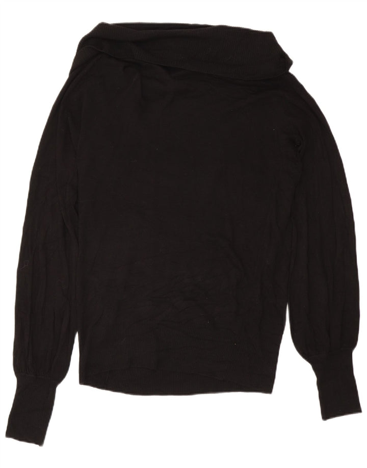 Suéter feminino Ted Baker com gola redonda, tamanho 3, viscose preta média
