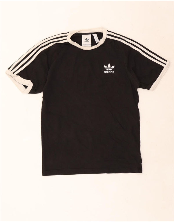 Adidas Mens Camiseta Top Pequeno Algodão Preto