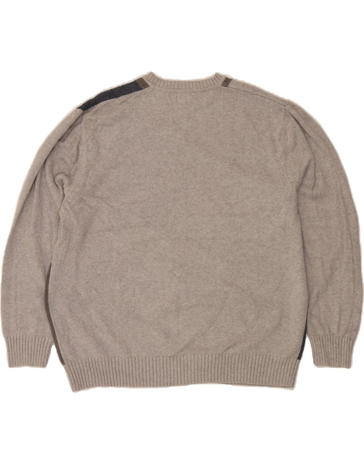 DOCKERS Mens Crew Neck Jumper Sweater 2XL Grey Geometric Cotton Vintage Dockers and Second-Hand Dockers from Messina Hembry 