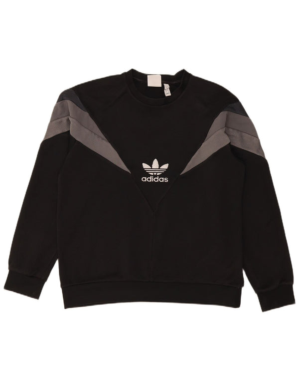 Adidas Mens Graphic Moletom Jumper Grande Preto Colorblock Poliéster