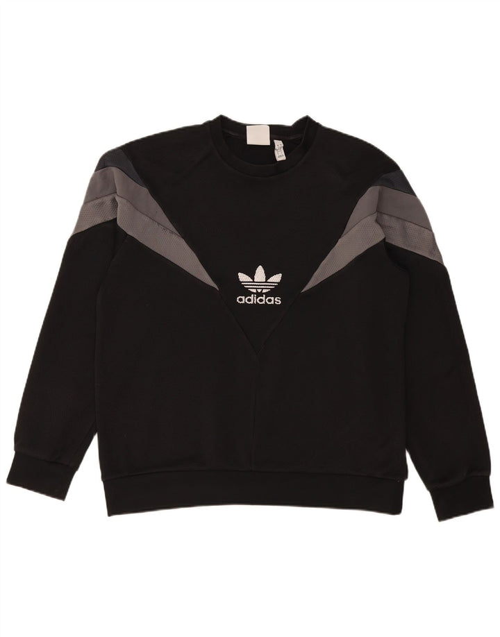 Adidas Mens Graphic Moletom Jumper Grande Preto Colorblock Poliéster