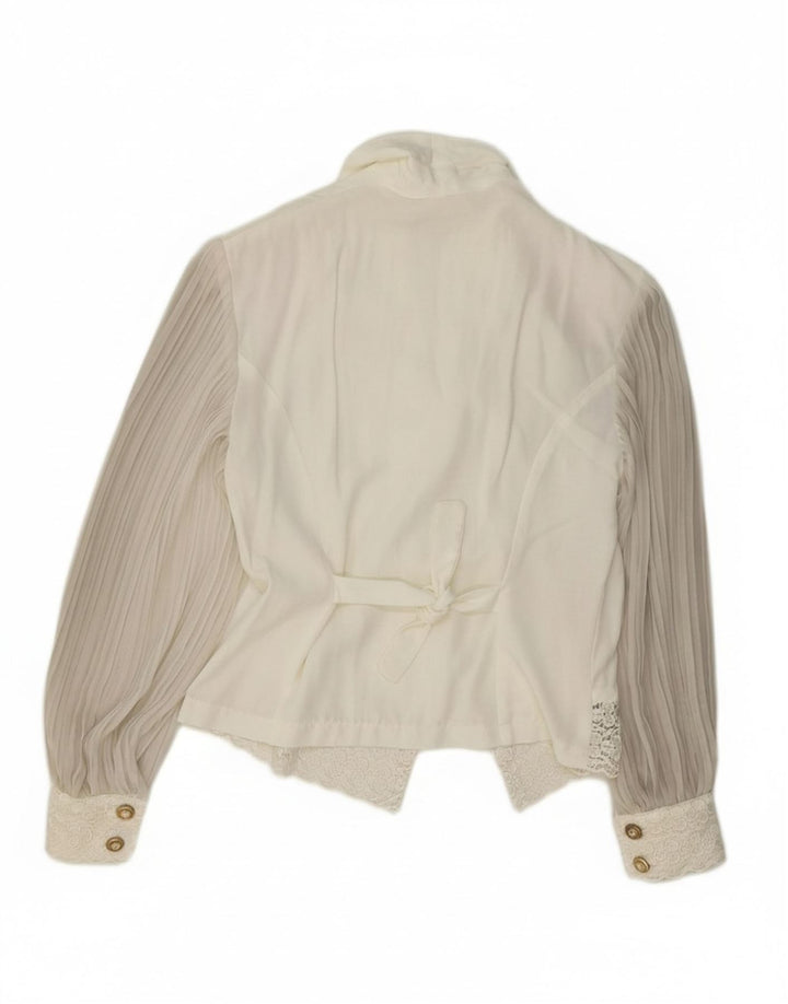 Blusa feminina VINTAGE oversized EUA 1 2XS viscose branca