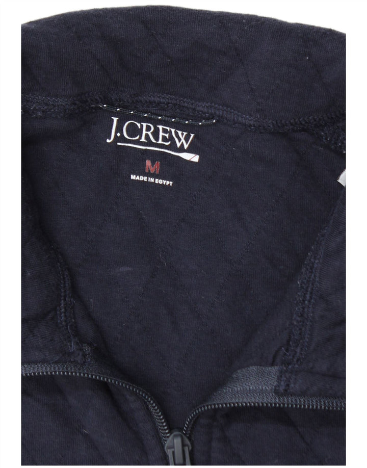 Suéter masculino J. Crew com zíper e gola em algodão azul marinho médio
