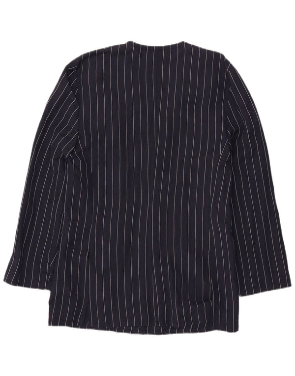 Jaqueta blazer feminina vintage com 4 botões IT 44 médio azul marinho listrado