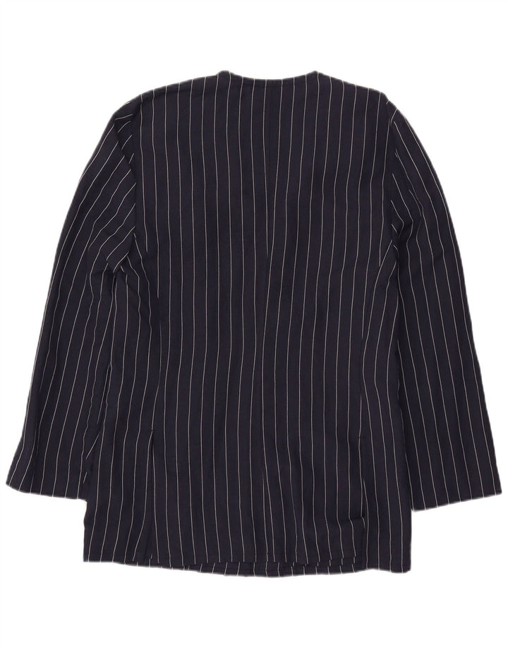 Jaqueta blazer feminina vintage com 4 botões IT 44 médio azul marinho listrado