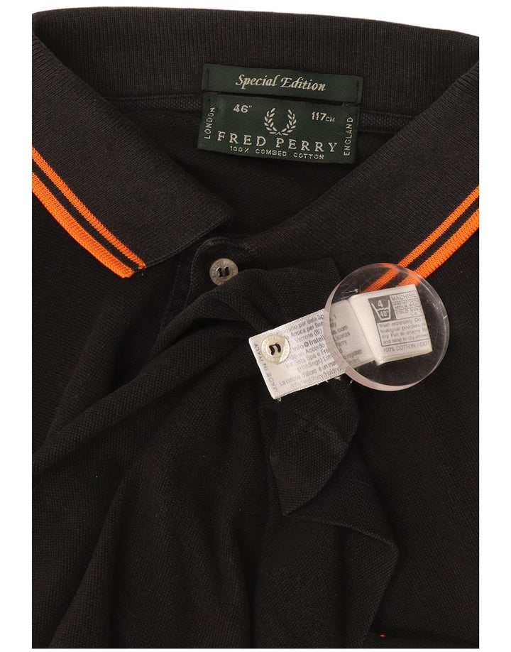 Camisa polo masculina Fred Perry grande algodão preto