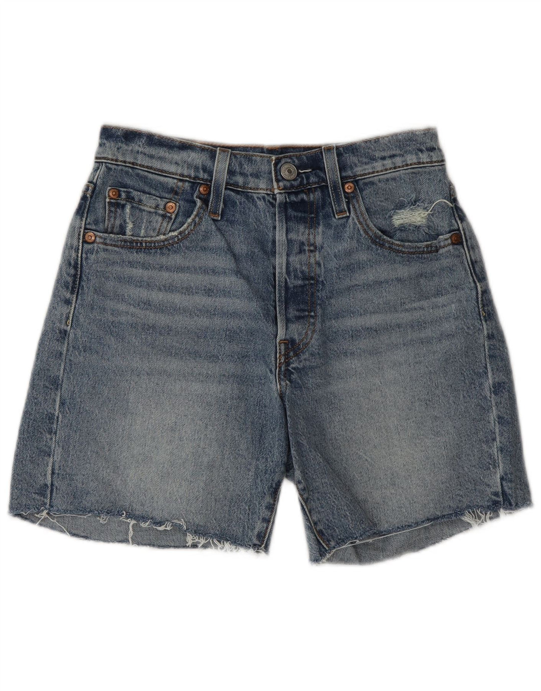 Shorts jeans feminino Levi's 501 desgastado W26 pequeno azul