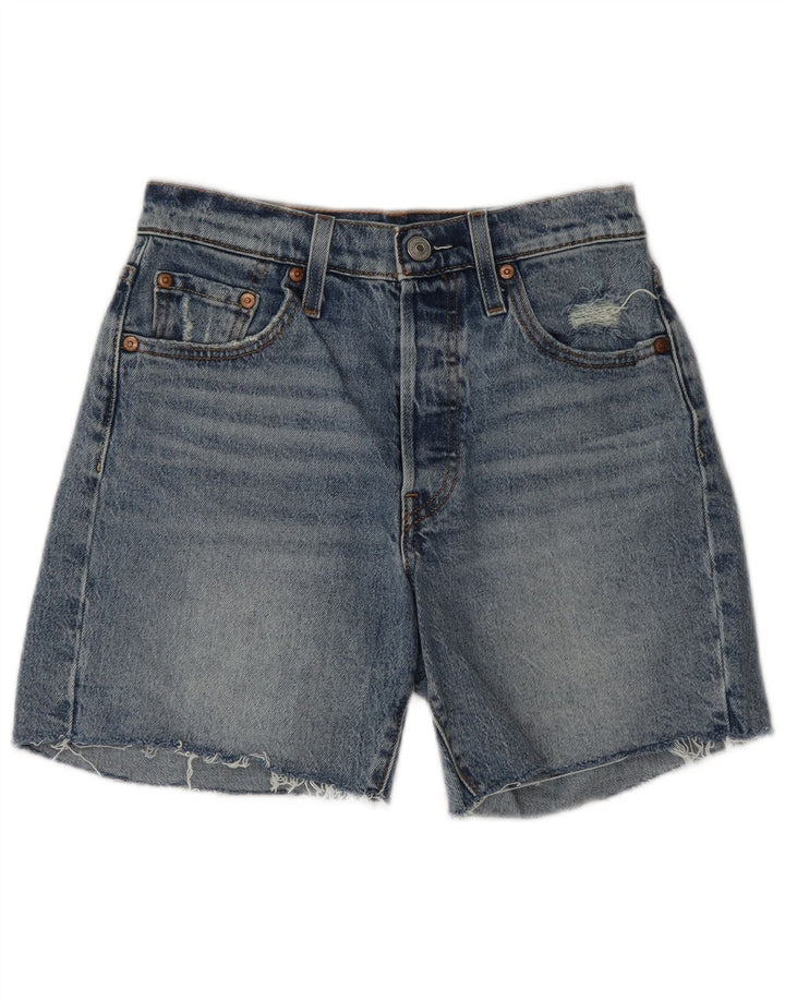 Shorts jeans feminino Levi's 501 desgastado W26 pequeno azul