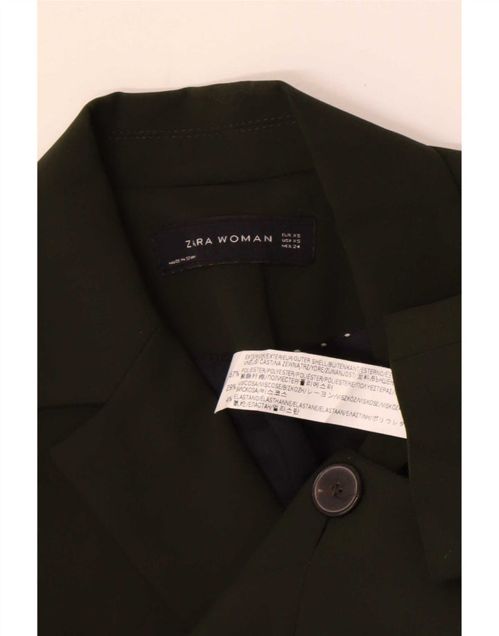 Jaqueta blazer feminina Zara com 1 botão Reino Unido 6 XS cáqui poliéster