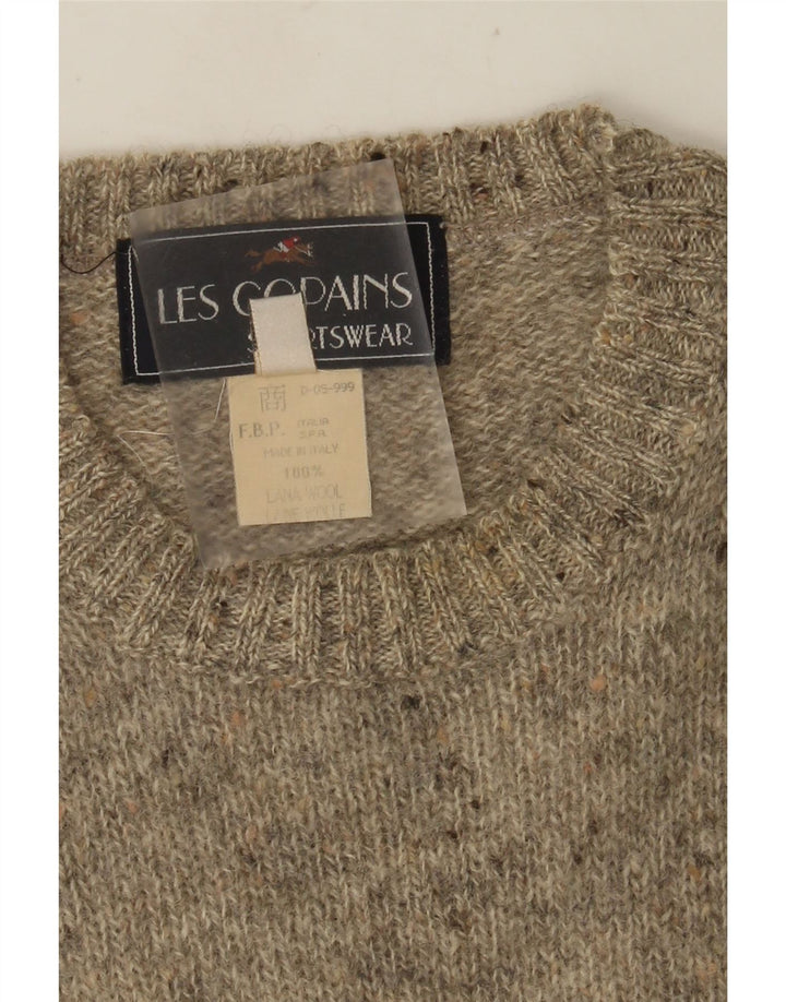 Suéter masculino Les Copains com gola redonda IT 50 lã manchada cinza médio