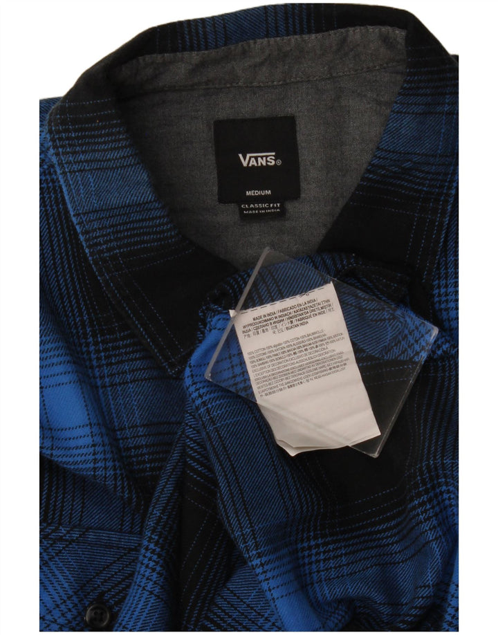 Camisa masculina Vans Classic Fit flanela média azul xadrez algodão