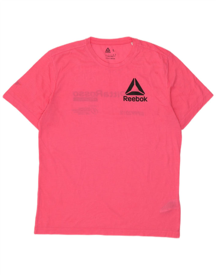 Camiseta gráfica masculina Reebok Top grande poliéster rosa