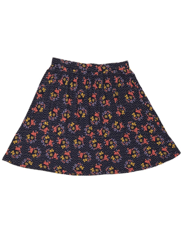 Saia evasê feminina Fat Face Reino Unido 12 médio W30 viscose floral multicolorida