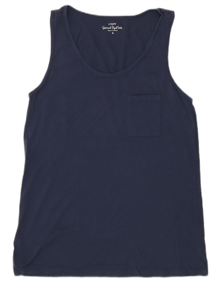 J. CREW Colete feminino Top UK 10 pequeno algodão azul marinho