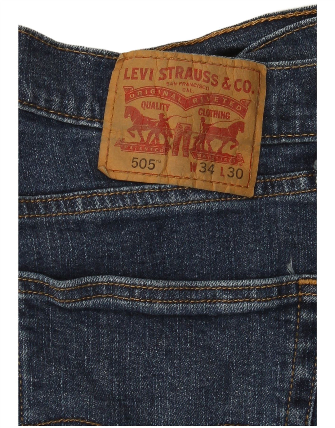 LEVI'S Masculino 505 Straight Jeans W34 L30 Azul Marinho Algodão