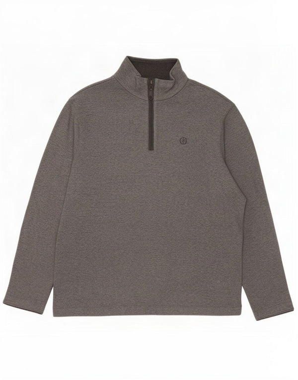 Suéter masculino Marks & Spencer Blue Harbor com zíper e gola XL cinza