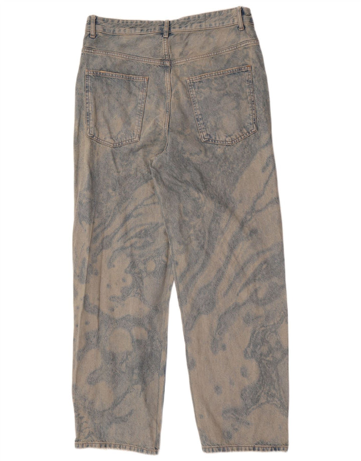 Zara Mens Straight Jeans EU 42 Grande W32 L32 Azul Tie Dye