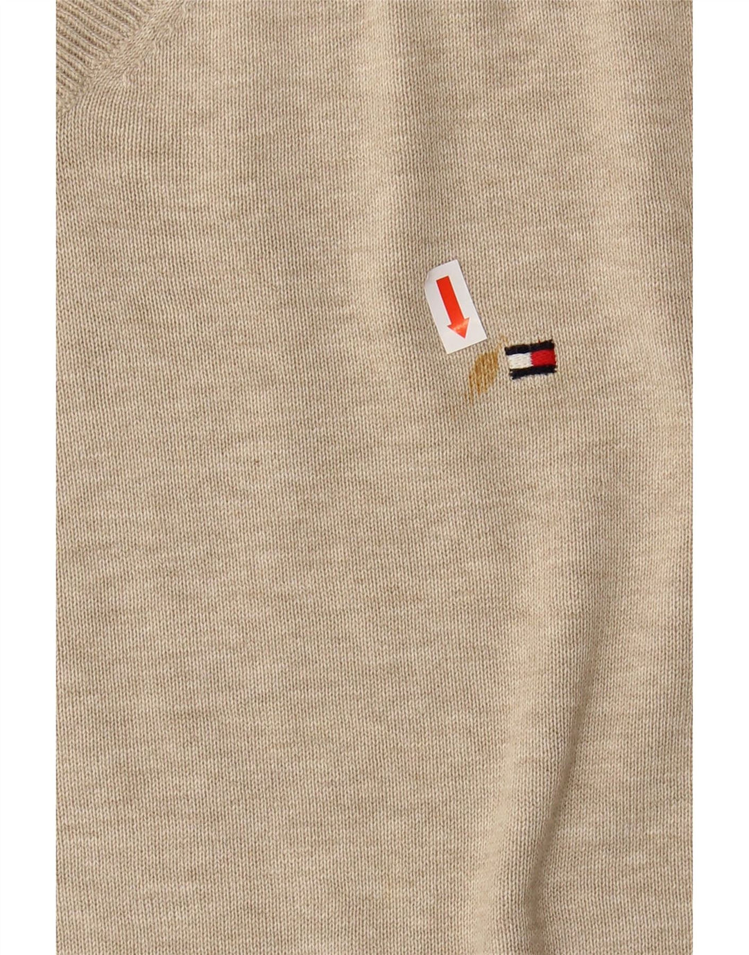TOMMY HILFIGER Suéter masculino com decote em V grande algodão bege