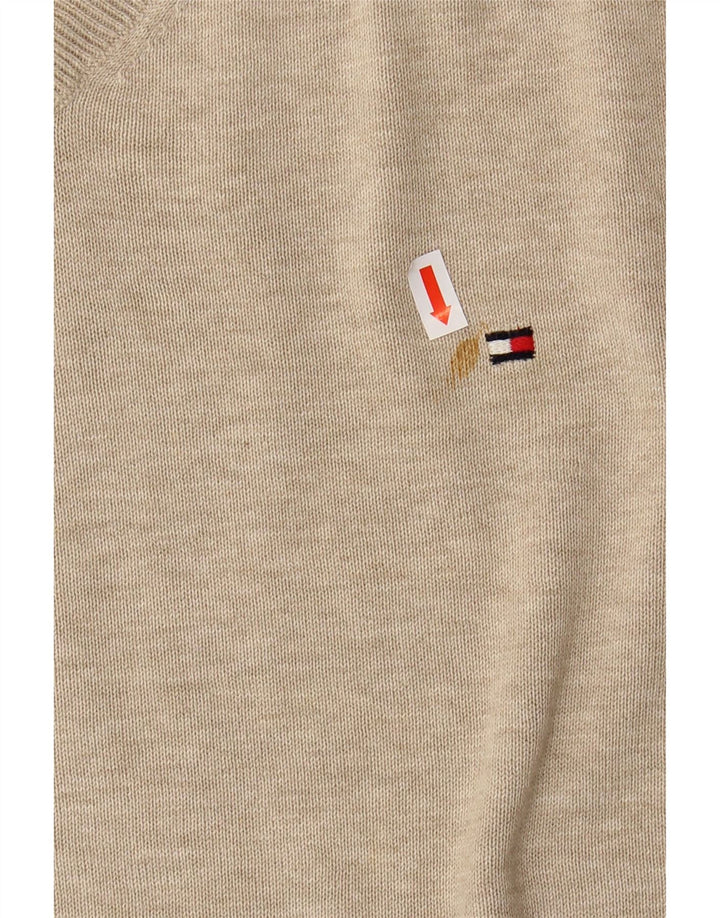 TOMMY HILFIGER Suéter masculino com decote em V grande algodão bege