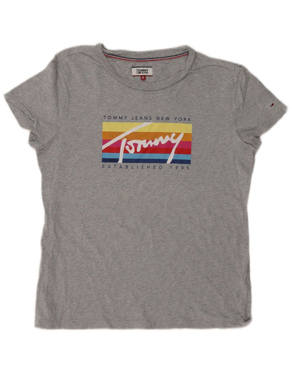Tommy Hilfiger Camiseta feminina gráfica Top UK 14 Médio Cinza