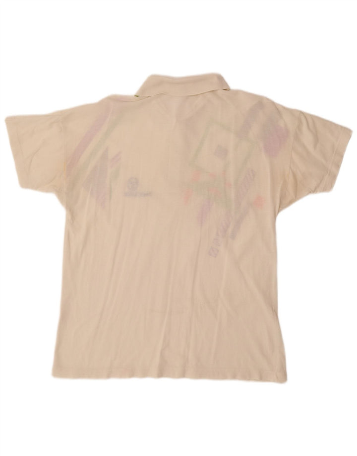 SERGIO TACCHINI Camisa polo masculina EU 50 médio off white algodão geométrico