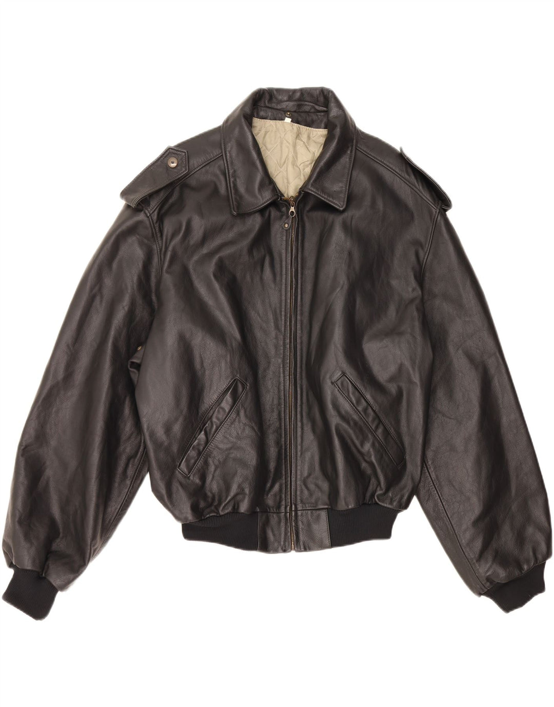 Jaqueta de couro militar masculina VINTAGE IT 52 XL preta