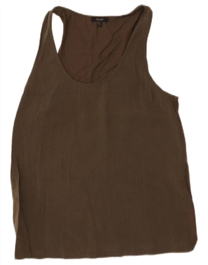 Colete feminino Massimo Dutti UK 10 pequeno algodão cáqui