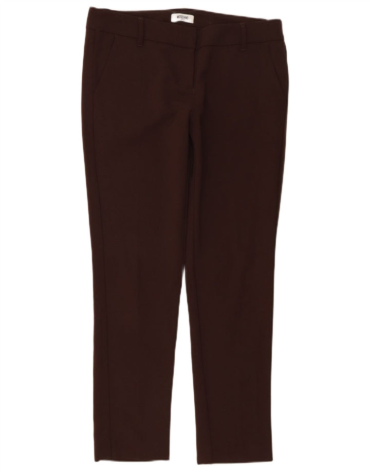 Calça Chino Feminina Moschino Slim UK 12 Médio W32 L29 Poliéster Marrom