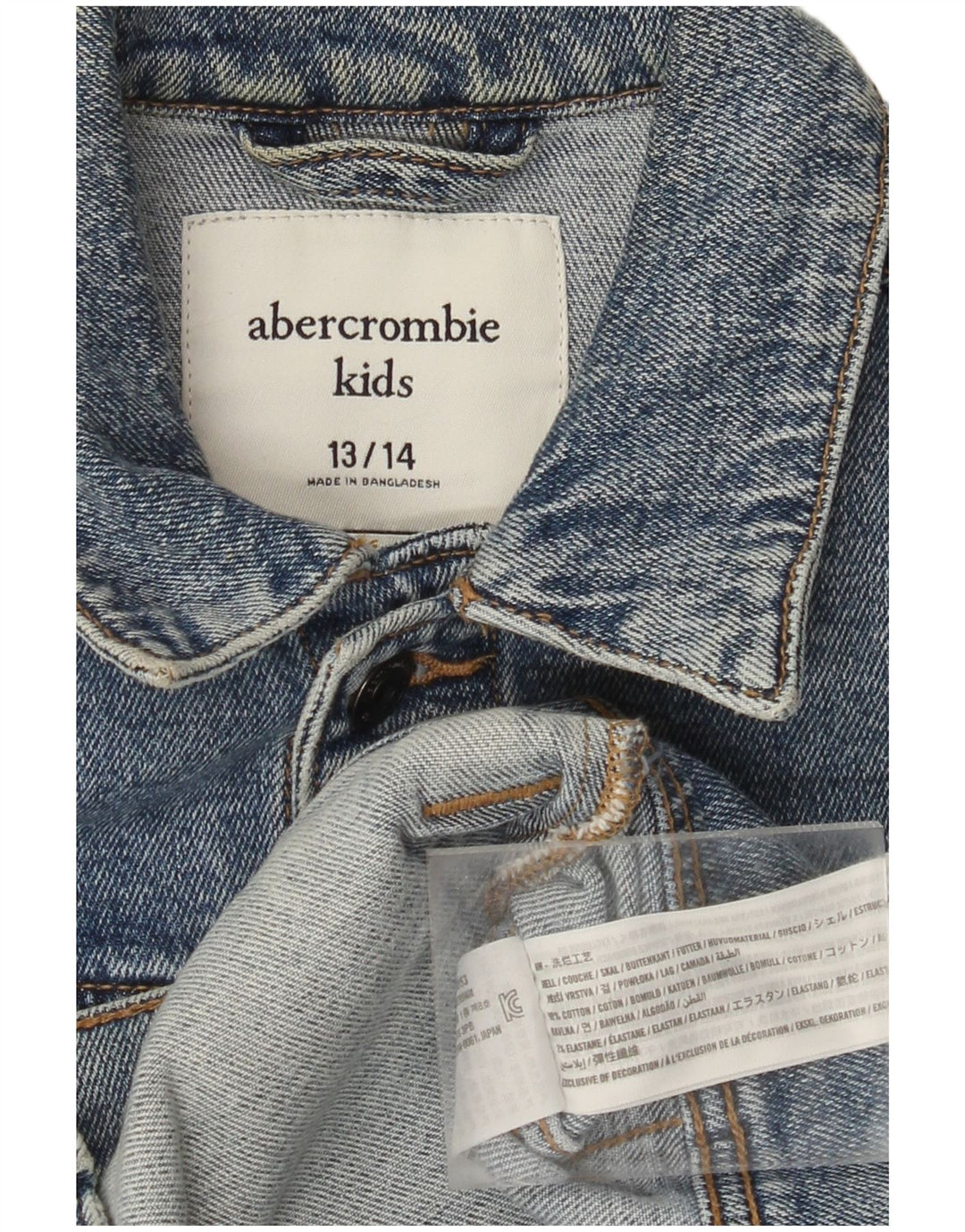 Jaqueta jeans masculina ABERCROMBIE & FITCH 13-14 anos algodão azul