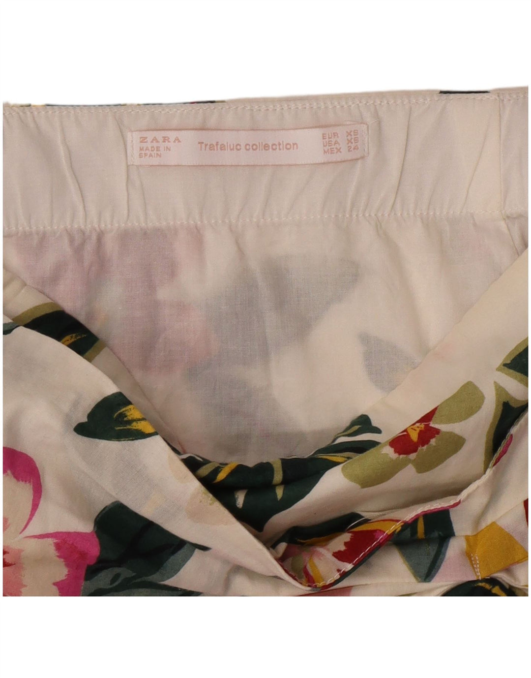Mini saia feminina Zara XS W24 off white floral