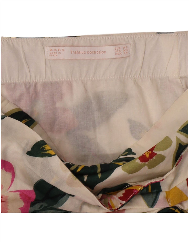 Mini saia feminina Zara XS W24 off white floral