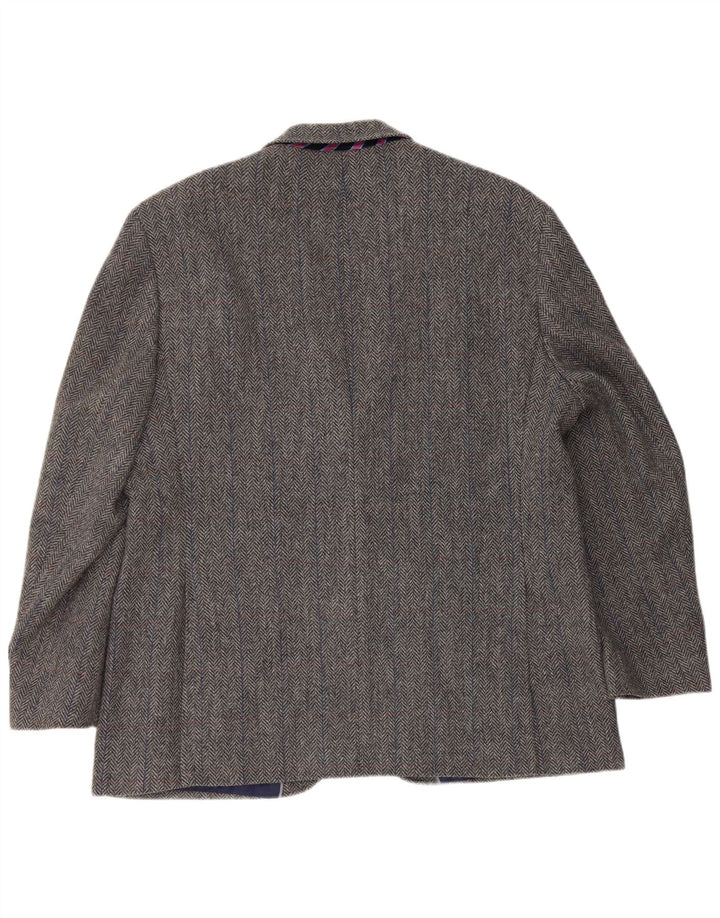 Jaqueta blazer masculina de 2 botões Marks & Spencer Reino Unido 46 XL lã espinha de peixe cinza
