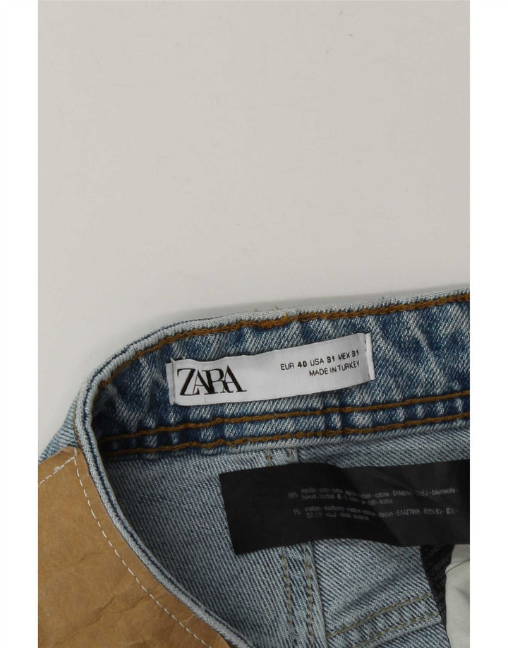 Zara Calça jeans reta masculina desgastada EU 40 médio W31 L29 algodão azul