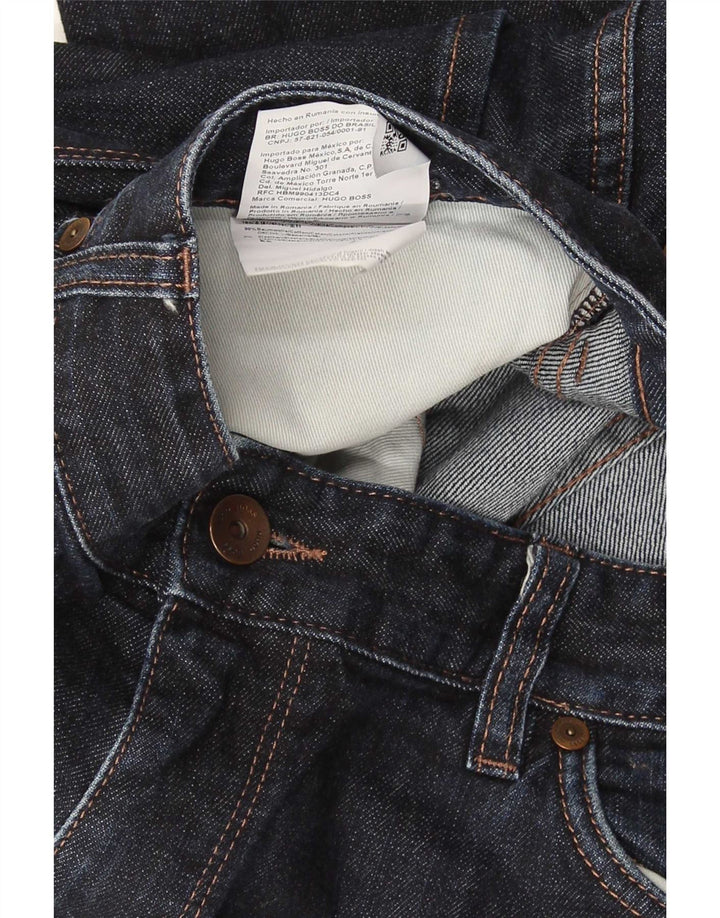 Hugo Boss Mens Straight Jeans W38 L32 Azul Marinho Algodão
