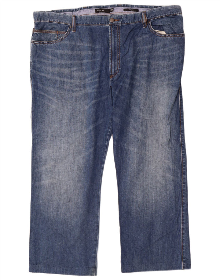 Marks & Spencer Masculino Autograph Straight Jeans W42 L27 Azul Algodão