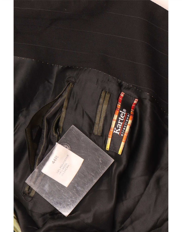 Jaqueta blazer masculina Kartel com 2 botões UK 44 2XL poliéster listrado preto