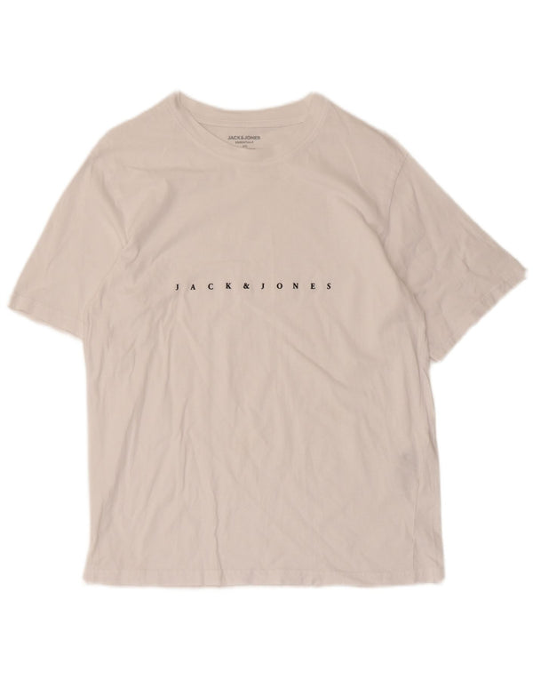 Camiseta gráfica masculina Jack & Jones Top XS algodão branco